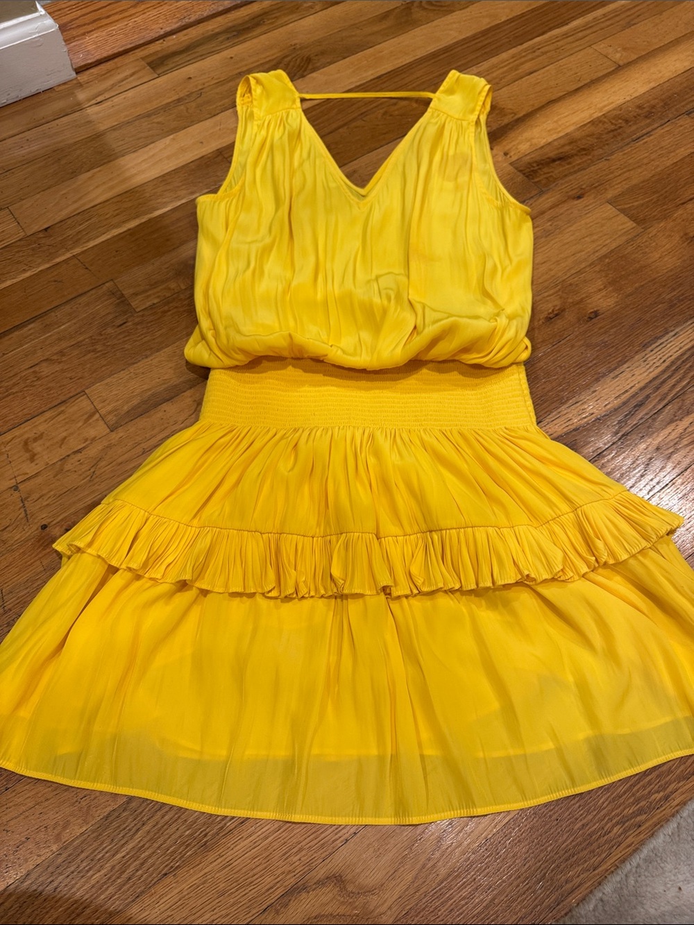 Ramy Brook Bright Yellow Sleeveless Ruffle Dress - Picture 3 of 3